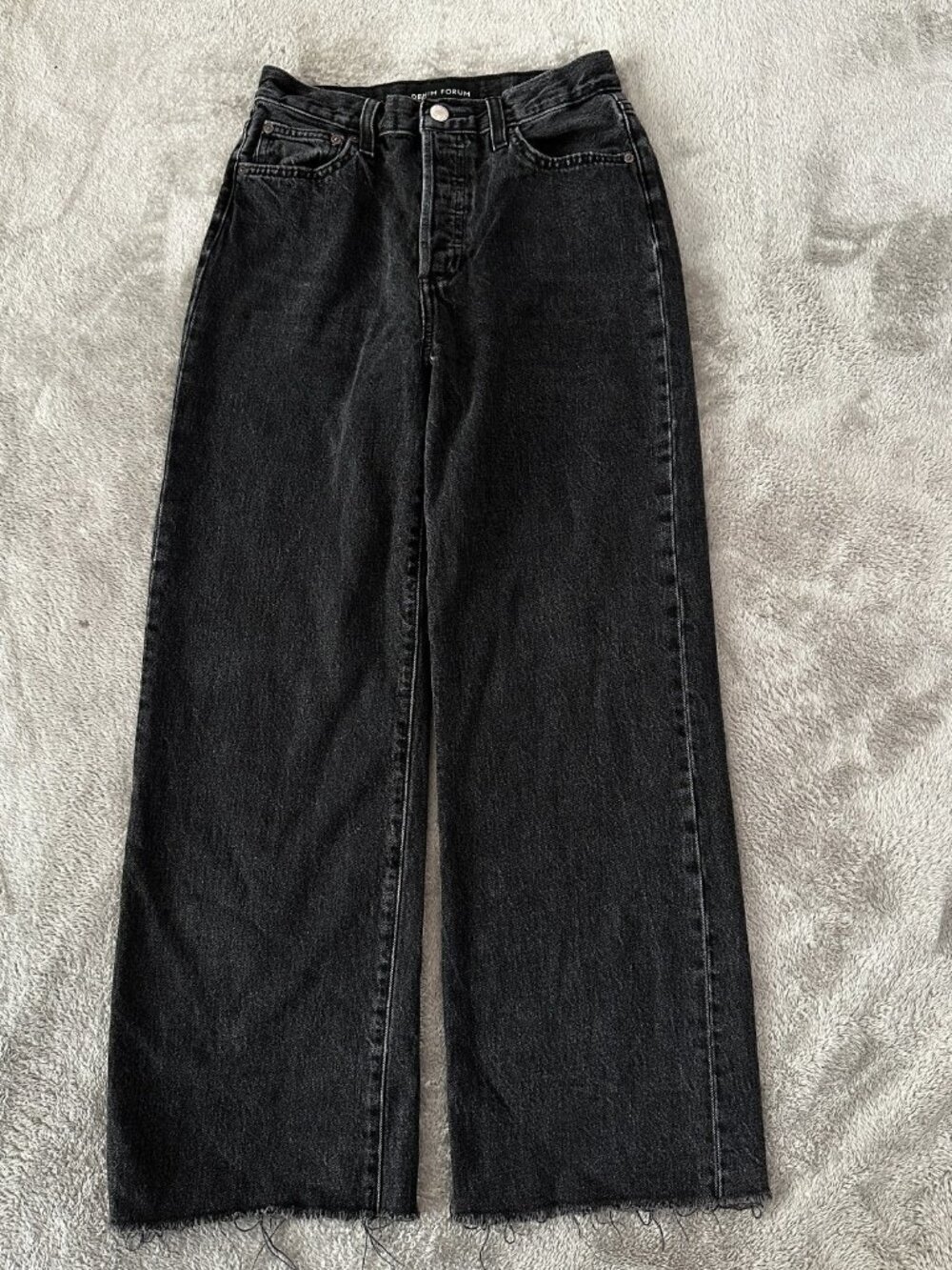 Denim Forum The Farrah High Rise Wide Leg Jeans 26 Black